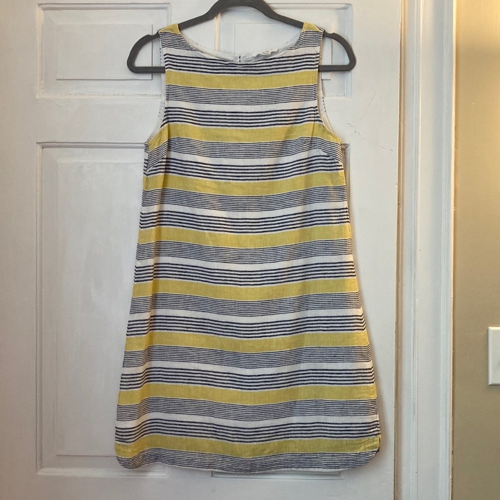 beachlunchlounge Linen Cotton Striped Mini Sleeveless Dress, size XS